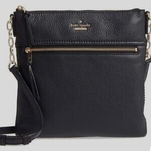 Y2K Kate Spade Tenley Cross Body Purse Pebbled Black Leather Adjustable Strap